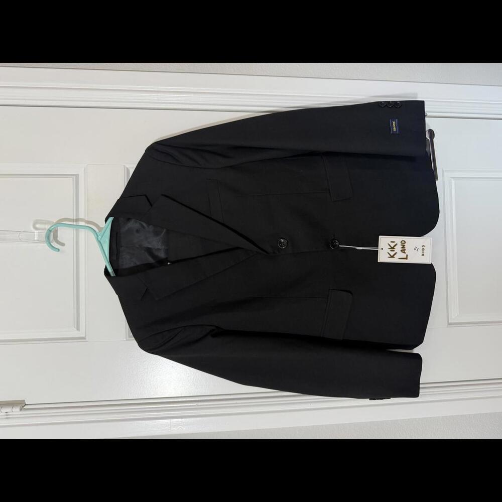 Suits for Boy Size 12 Solid Black 2 Pieces